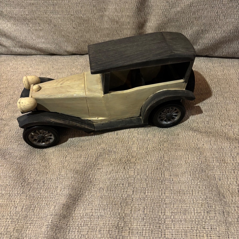 Vintage Wooden Model Car‎ Toy Antique Roadster Decor Display Retro Vehicle